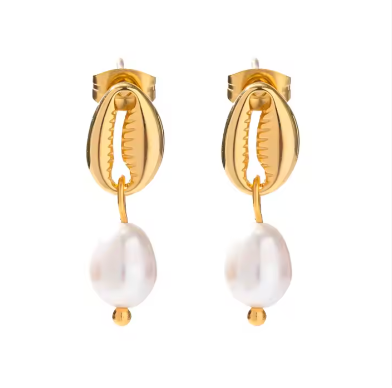 Gold Cowrie Shell Earrings
