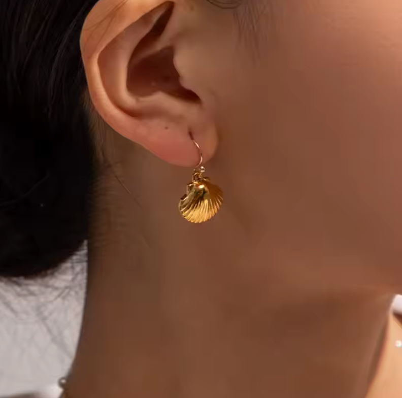 Calico Shell Drop Earrings