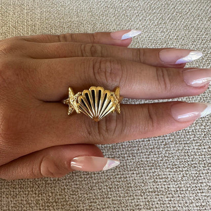 Calico Shell and Starfish Ring