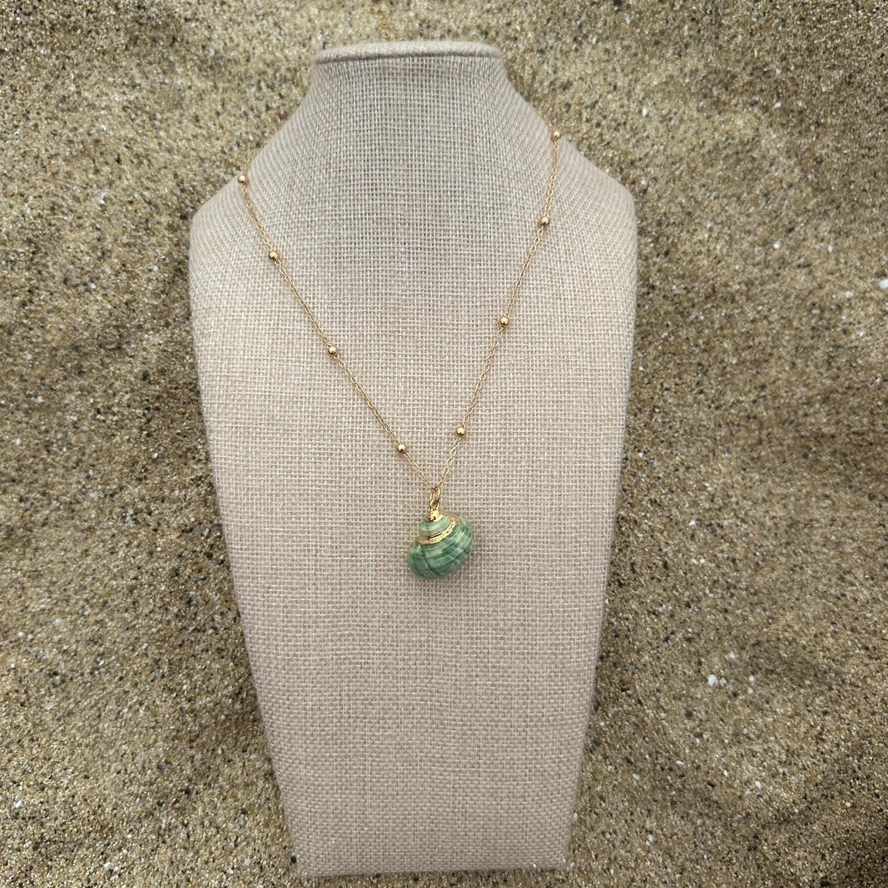 Green Spiral Shell Necklace