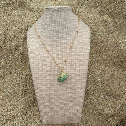 Green Spiral Shell Necklace