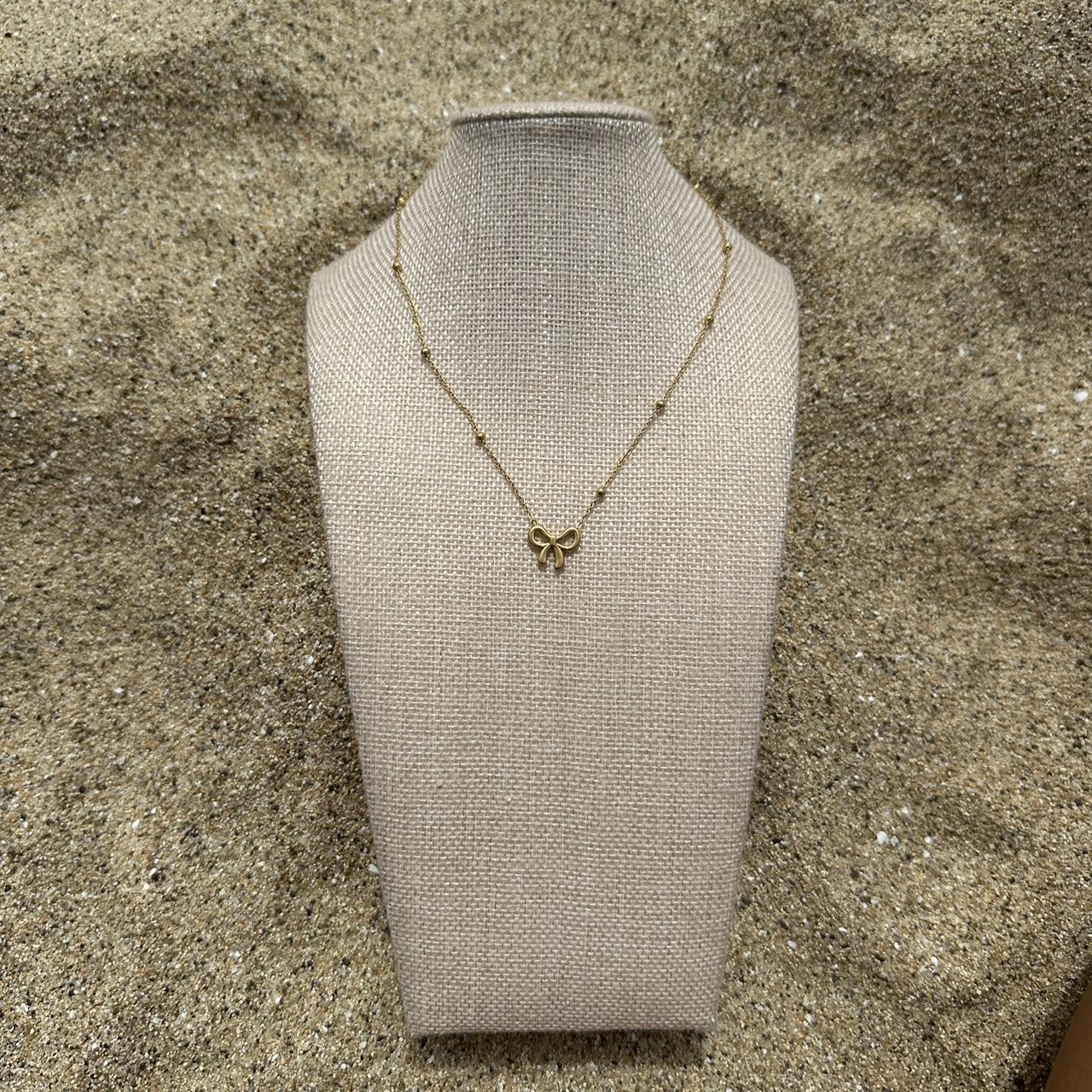 Gold Lacy Bow Necklace