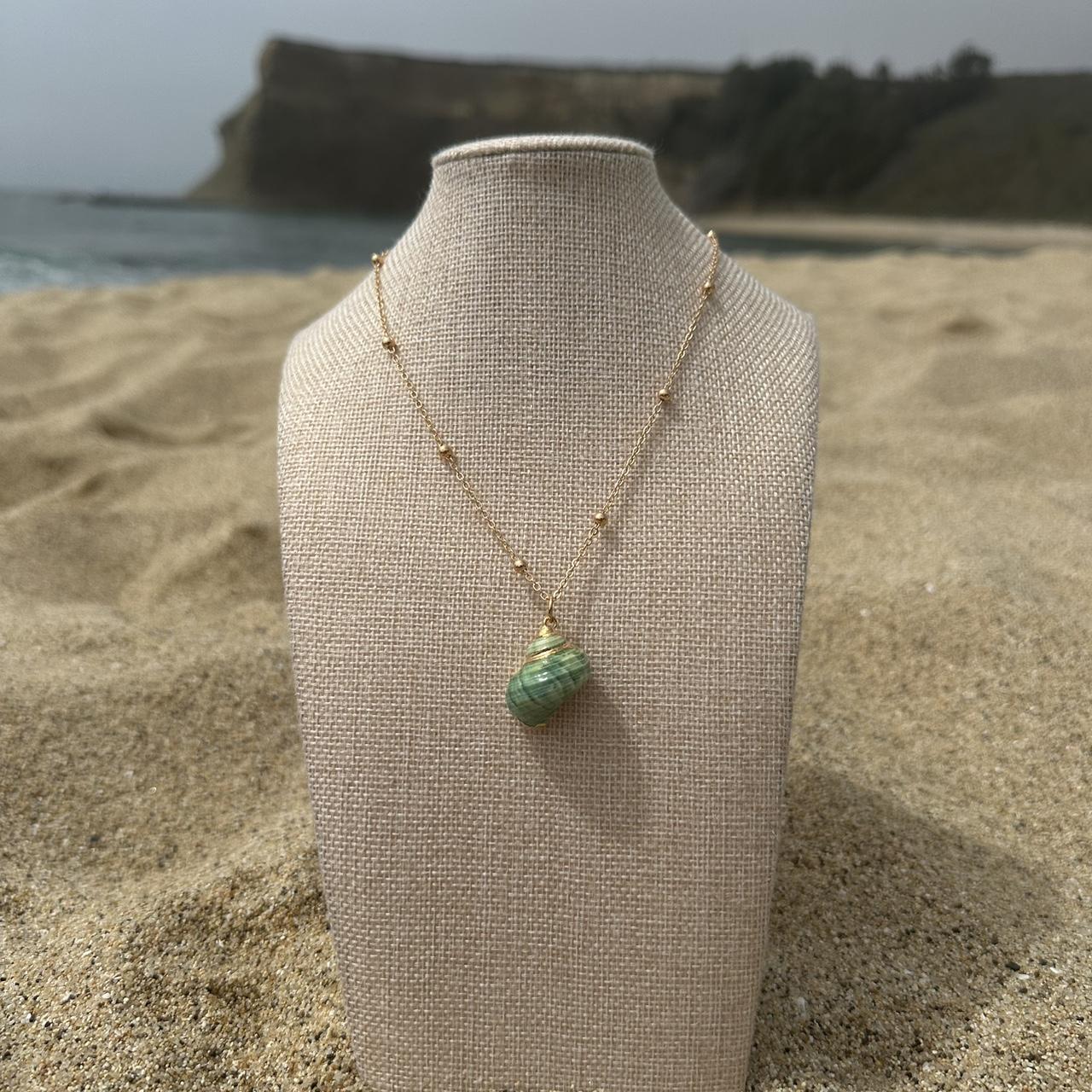 Green Spiral Shell Necklace
