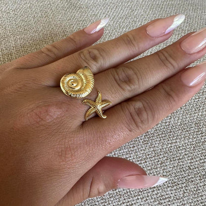 Sundial Shell and Starfish Ring