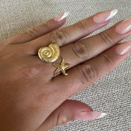 Sundial Shell and Starfish Ring