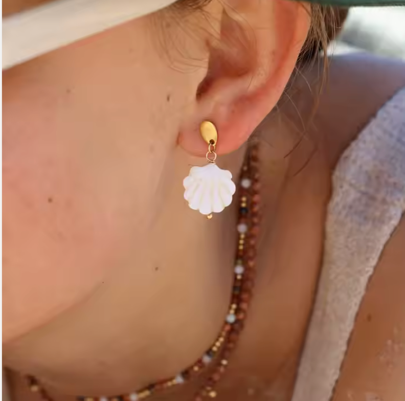 Kailani White Shell Earrings