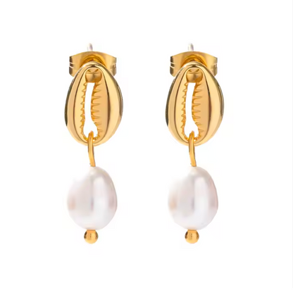Gold Cowrie Shell Earrings