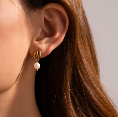 Gold Cowrie Shell Earrings