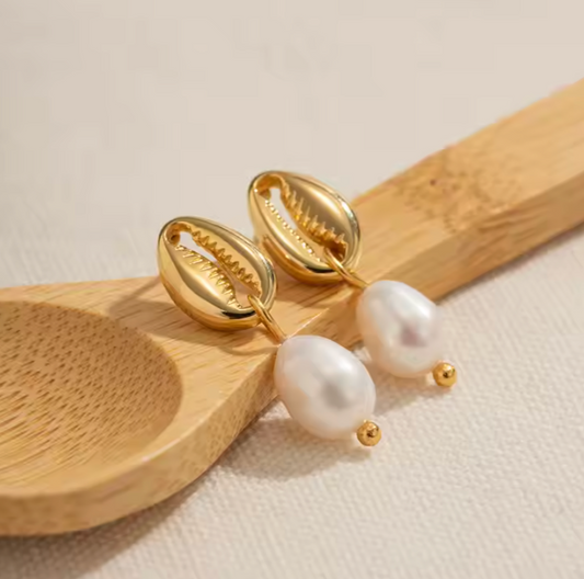 Gold Cowrie Shell Earrings