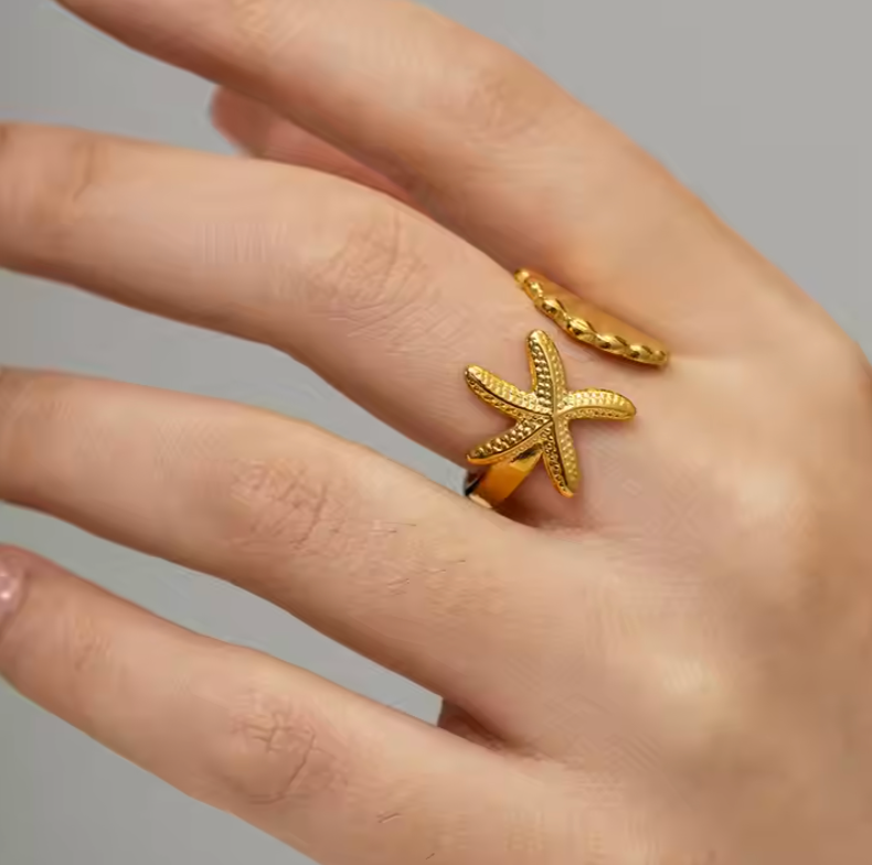 Starfish and Shell Ring