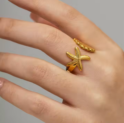 Starfish and Shell Ring