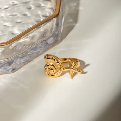 Sundial Shell and Starfish Ring